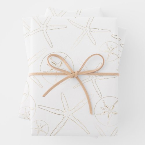 Gold and Whilte _ Beach Nautical Wrapping Paper Sheets