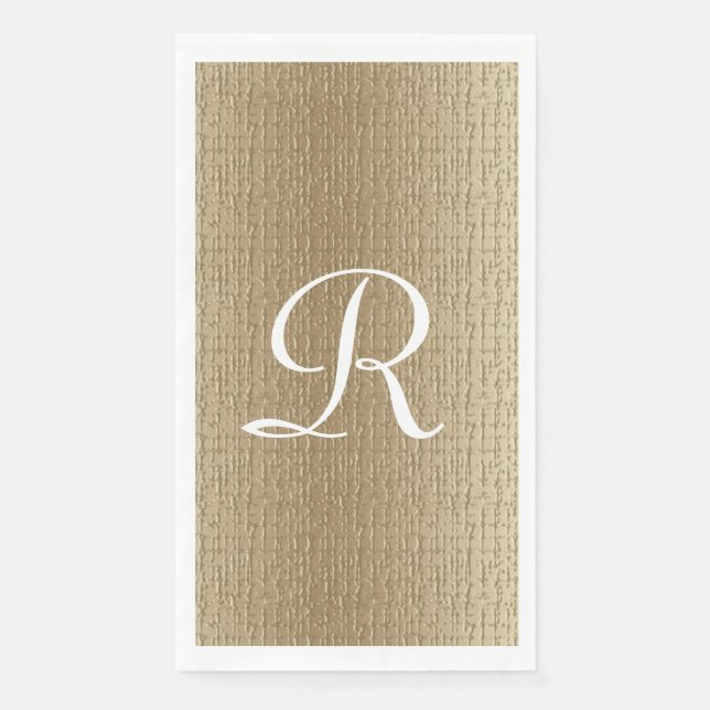 Gold and White 50th Wedding Anniversary Monogram   Paper Guest Towels (Front)