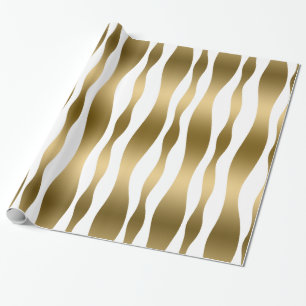 Gold And White Abstract Zebra Stripes Wrapping Paper