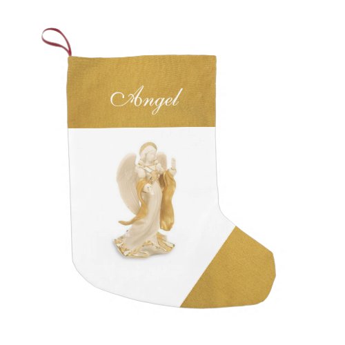 Gold and White Angel Custom Christmas Stocking