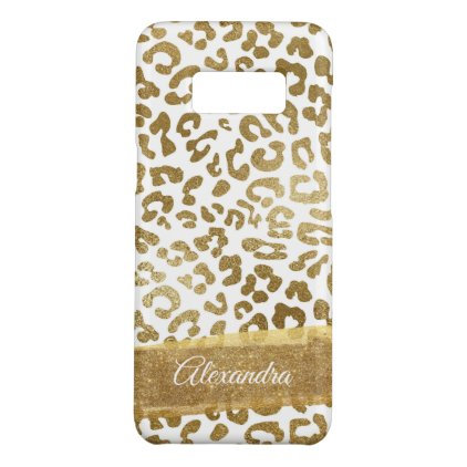 Gold and White Animal Print with Gold Glitter Case-Mate Samsung Galaxy S8 Case