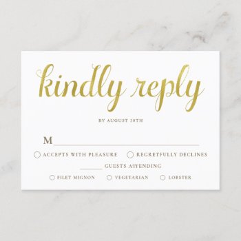 Gold And White Anniversary Rsvp Card With Meals by dulceevents at Zazzle