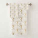Gold And White Art Deco 2 Pattern Bath Towel Set at Zazzle