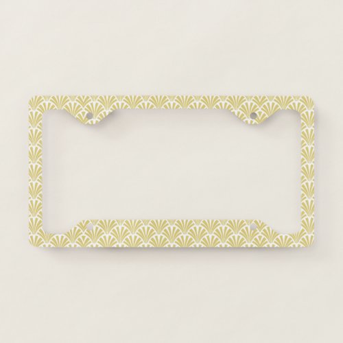 Gold and white art_deco abstract geometric pattern license plate frame