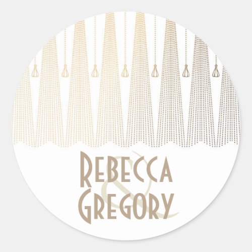 Gold and White Art Deco Chic Vintage Wedding Classic Round Sticker - Vintage art deco gold and white wedding stickers - seals