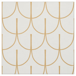 Gold and White Art Deco Fish Scale Pattern Fabric