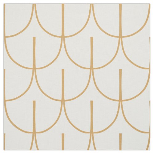 Gold and White Art Deco Fish Scale Pattern Fabric