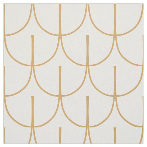Gold and White Art Deco Fish Scale Pattern Fabric