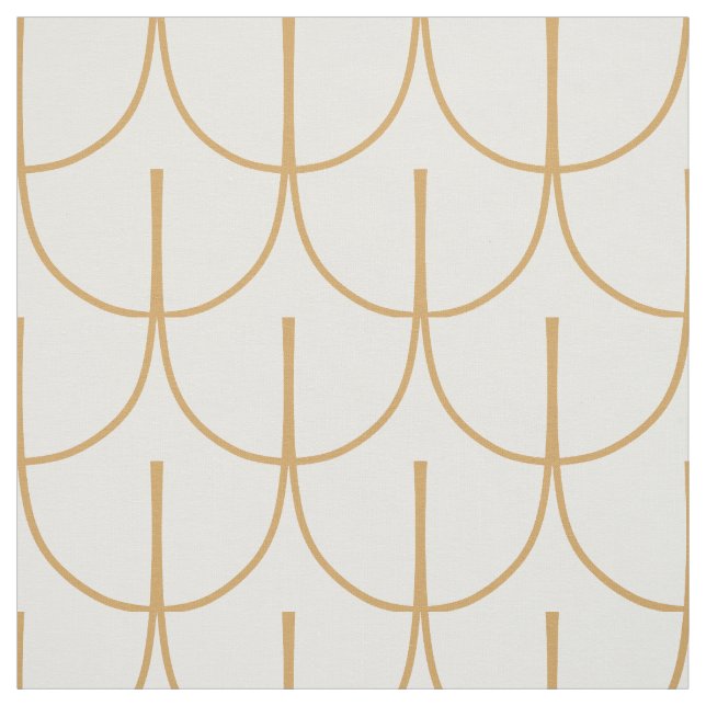 Gold and White Art Deco Fish Scale Pattern Fabric (Swatch)