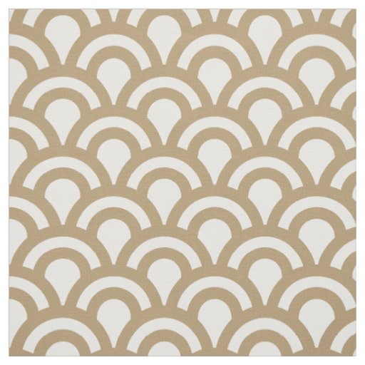 Gold and White Art Deco Fish Scale Pattern Fabric