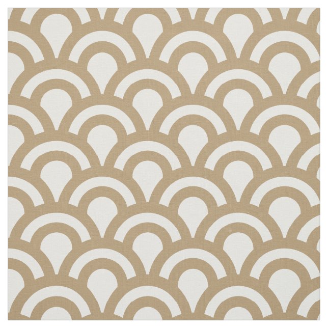 Gold and White Art Deco Fish Scale Pattern Fabric (Swatch)