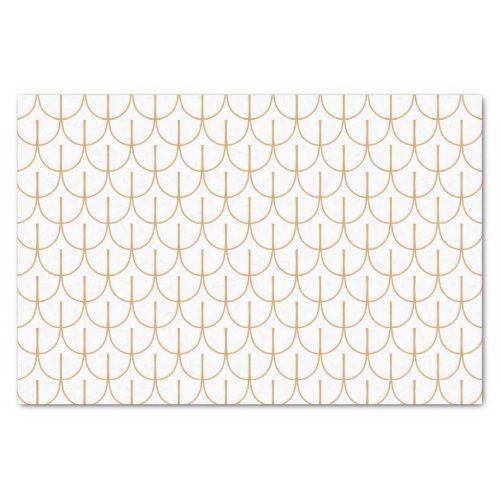 Gold and White Art Deco Fish Scale Pattern Tissue Paper