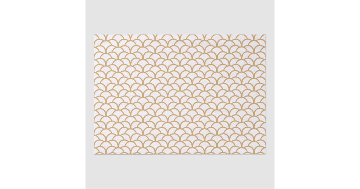 Gold and White Art Deco Fish Scale Pattern Tissue Paper | Zazzle