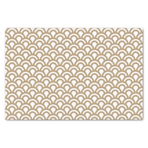 Gold and White Art Deco Fish Scale Pattern Tissue Paper