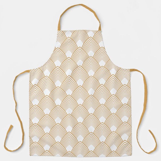 Gold and White Art Deco Pattern Apron (Front)