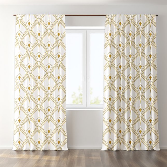 Gold and white art deco pattern blackout curtains (Creator Uploaded)