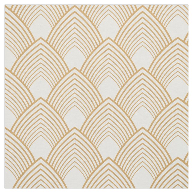 Gold and White Art Deco Pattern Fabric (Swatch)