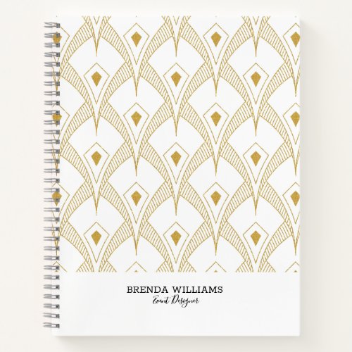 Gold and white art_deco pattern notebook