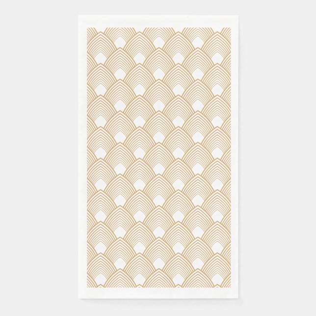 Gold and White Art Deco Pattern Paper Guest Towels (Front)