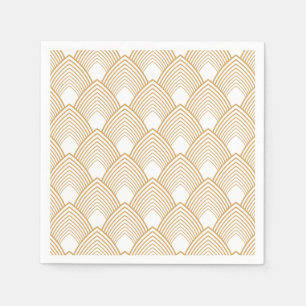 Gold and White Art Deco Pattern Paper Napkins