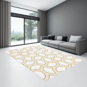 Gold and White Art Deco Pattern Rug