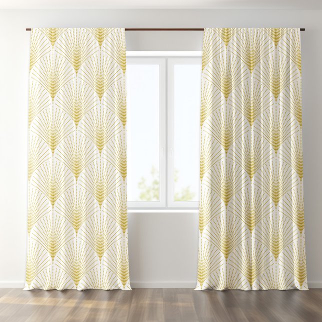 Gold and White Art Deco Pattern Sheer Curtains (Creator Uploaded)