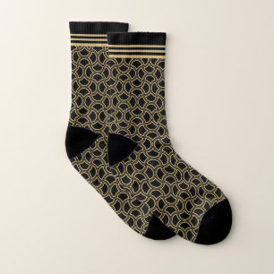 Gold and White Art Deco Pattern Socks