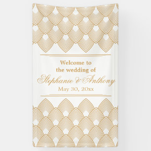Gold and White Art Deco Pattern Wedding Banner
