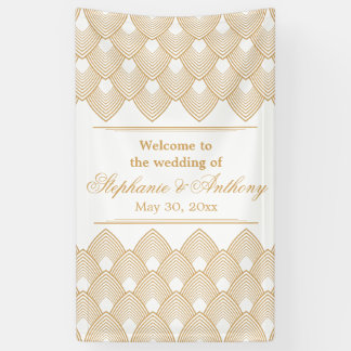 Gold and White Art Deco Pattern Wedding Banner