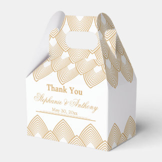Gold and White Art Deco Pattern Wedding Favor Box