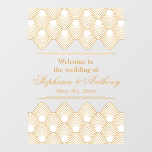 Gold and White Art Deco Pattern Wedding  Floor Decals