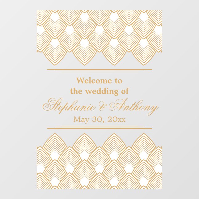 Gold and White Art Deco Pattern Wedding  Floor Decals (Front)