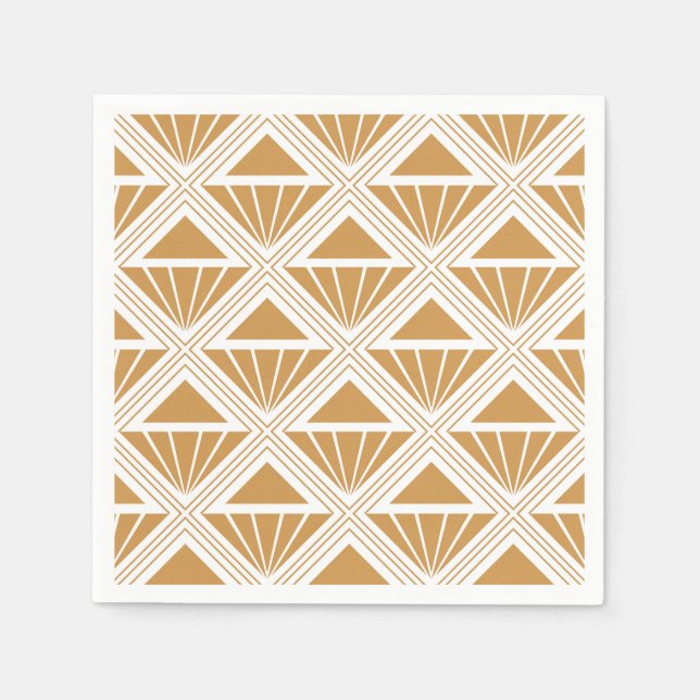 Gold and white Art Deco pattern with rhombuses Napkins (Front)
