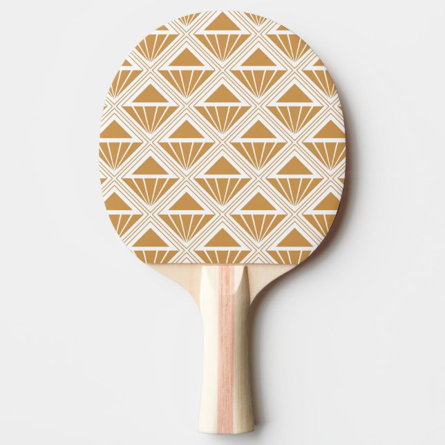 Gold and white Art Deco pattern with rhombuses Ping Pong Paddle (Front)