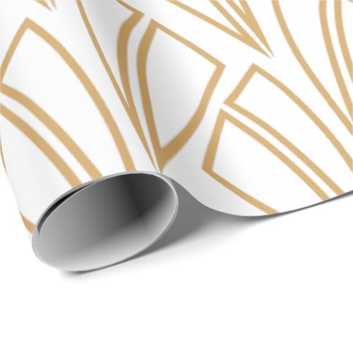 Gold and White Art Deco Pattern Wrapping Paper