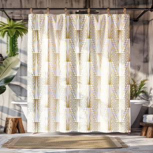 Gold and white Art Deco seamless pattern Shower Curtain