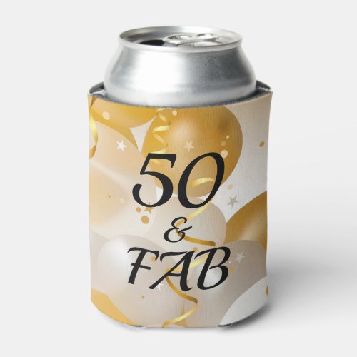 Gold and White Balloons 50  FAB Can Cooler