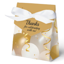 Gold and White Balloons Large Favor Boxes