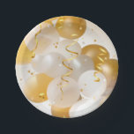 Gold and White Balloons Party Paper Plates<br><div class="desc">Confetti, streamers, gold and white balloons on these paper plates - 2 SIZES - are perfect for a birthday party, 50th birthday party, milestone birthday, 50th anniversary party, business party and more. All text, fonts, colors, sizes can be modified. We have hidden text of 50 & FAB you can make...</div>