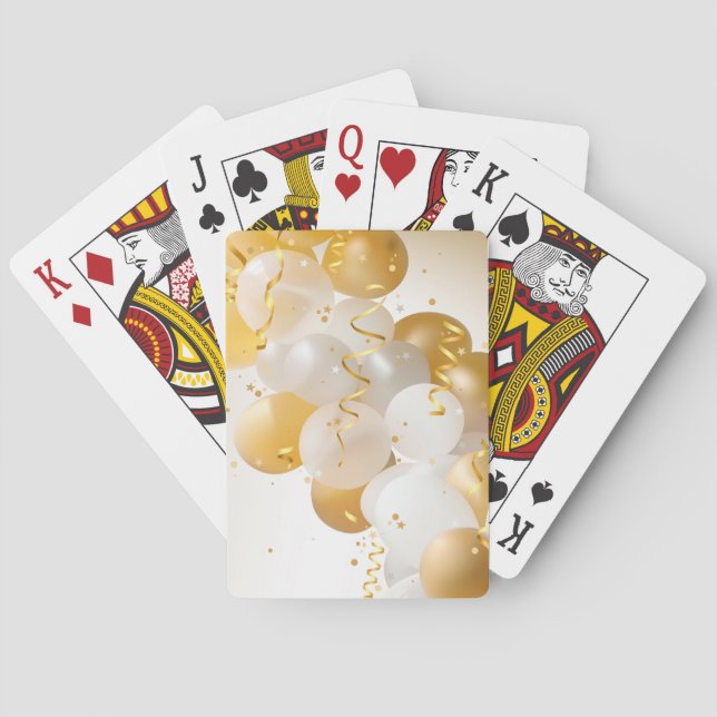 Gold and White Balloons Poker Cards (Back)