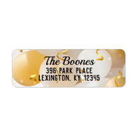 Gold and White Balloons Return Address