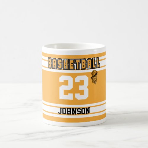 Gold and White Basketball Jersey Coffee Mug