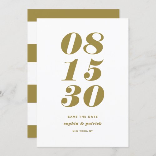 Gold and White Bold Italic Typography Modern Save The Date