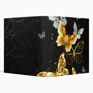 Gold and white butterflies 3 ring binder