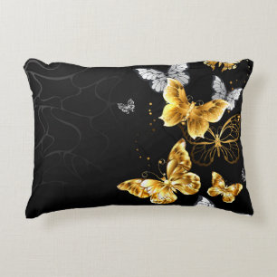 Gold and white butterflies accent pillow