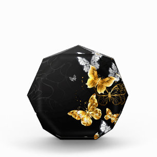 Gold and white butterflies acrylic award