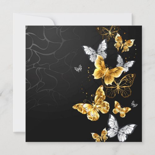 Gold and white butterflies announcement