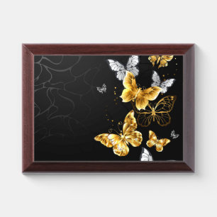 Gold and white butterflies award plaque