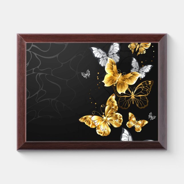 Gold and white butterflies award plaque (Horizontal)