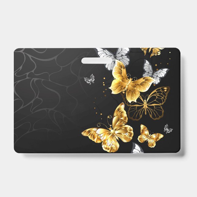 Gold and white butterflies badge (Front)